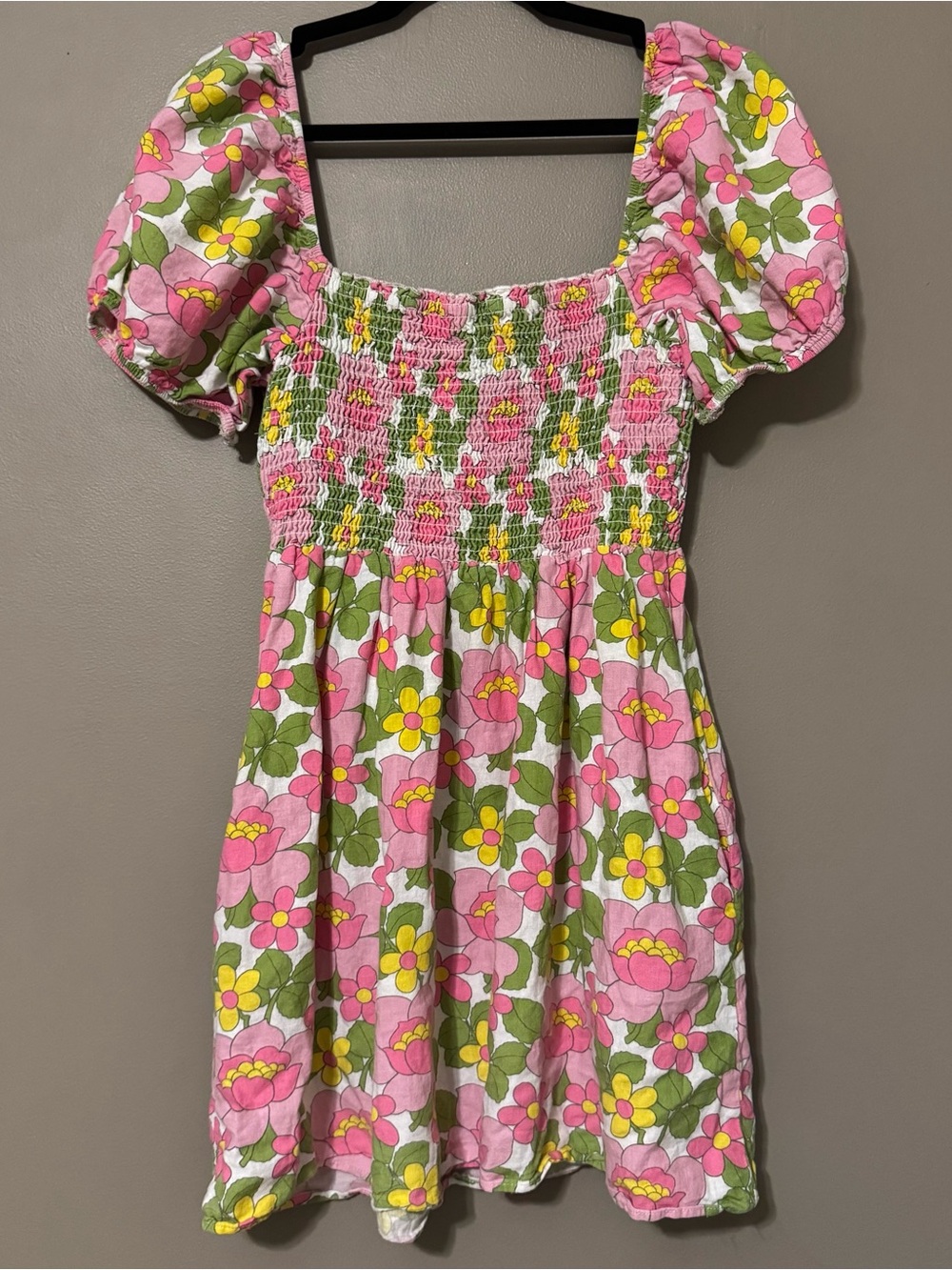Show Me Your MuMu Bixby Mini Dress Chic Floral Puff Sleeve Smocked Sundress XL - Picture 2 of 6